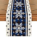 Artoid Mode Buffalo Plaid Snowflakes Blue Christmas Table Runner, Seasonal Winter Kitchen Dining Table Decoration for Home Party Decor 13x72 Inch