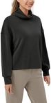 ODODOS Women's Modal Soft Roll Neck Sweatshirts with Thumb Hole Long Sleeve Oversized Casual Pullover Top, Black, X-Large