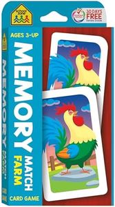 School Zone - Memory Match Farm Card Game - Ages 3+, Preschool to Kindergarten, Animals, Early Reading, Counting, Matching, Vocabulary, and More (School Zone Game Card Series)