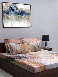 Bombay Dyeing King Sheet Set, 100% Pure Cotton, 300 Satin Weave Thread Count, King Size Bedsheet with 4 Pillow Covers, Super Soft, Reverie Bedsheets Collection (Brown)