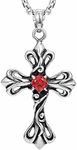 Urban Jewelry Vintage Royalty Celtic Shield Cross Necklace Cubic Zirconia Pendant with 21 Inch Chain (Red)