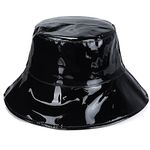 Wovanoo Waterproof Bucket Hat for Women Rain Hats Wide Brim Rain Cap Black