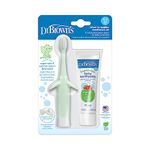 Dr. Brown’s™ Infant-to-Toddler Training Toothbrush Set, Mint Elephant with Fluoride-Free Strawberry Baby Toothpaste, 0-3 years