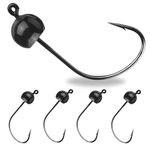 Reaction Tackle Tungsten Wacky Jig Heads - 5-Pack for Bass Fishing Jigs, Weedless Option Wacky Worm Hook - Finesse Jig for Soft Plastics and Wacky Worms - 1/8 - Black