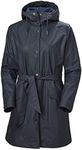 Helly Hansen Women's Kirkwall II Waterproof Belted Rain Coat With Hood, 598 Navy, Small