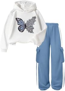 Girls 2 Piece Outfits Toddler Girl Clothes Hoodie Sweatsuits Long Sleeve Pullover Sweatshirt Sweatpants Athletic Tracksuits Jogger Causal Kids Clothing Sets Fall Winter Fashion Lounge Set Blue 4T-5T