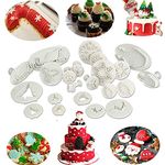 22 Pieces Fondant Christmas Cake Plunger Cutters Fondant Cookie Cutter Set for Cake Decorating Cake Baking ToolsXmas Tree Deer Snowflake Snowman Sleigh Fondant Moulds Fondant Tools