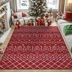 jinchan Christmas Decorations Red Rug 6x9 Area Rug Livingroom Rug Snowflake Modern Rug Lightweight Non Slip Floor Cover Geometric Accent Rug Indoor Carpet Bedroom Dining Room Office