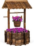 Best Choice Products Rustic Wooden Wishing Well Planter Outdoor Home Décor for Patio, Garden, Yard w/Hanging Bucket