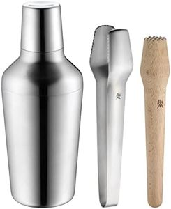WMF Matroschka Cocktail Set 4-Piece bar Set with Shaker 700ml, bar Cocktail Strainer, ice Tongs and Wooden Pestle Matryoshka, nestable in Each Other Gift Box Dishwasher-Safe,32 x 18 x 18 cm