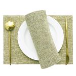 Khooti Two-Sided Washable PolyJute Tablemats/Placemats Heat Resistant Dining Table Place Mats for Kitchen Coffee Wedding Party (12 Inches x 18 Inches / 30 cm x 45 cm)(Natural Linen)(Set of 6 Pieces)