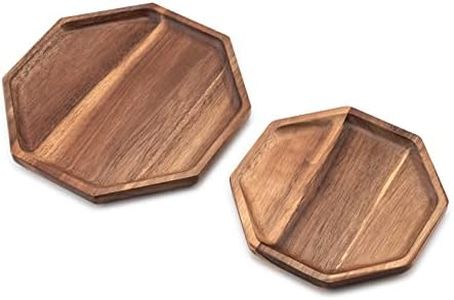 Bill.F - Set di 2 vassoi ovali in legno a 8 lati, perfetti per contenere cibo e barbecue, per servire formaggi, sushi, spuntini natalizi e altro ancora