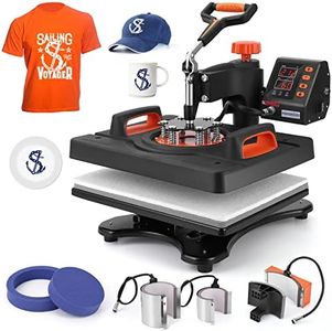 Heat Press Machine 6 in 1 Heat Press Sublimation Machine 360° Rotation Swing Away T Shirt Printing Machine for DIY T Shirts Mug Hat Plate, 12 x 15 Inch