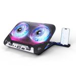 EvoFox Blizzard 2 Xtreme Laptop Cooling Pad | Dual Semiconductor Plates, 2x140 mm Fans, RGB Lighting, Digital Display & Roller Control, 5-Level Stand, USB Extender & Phone Holder-for 14”-17” Laptops