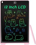 Coolzon LCD Drawing Tablet for Kids, 12 Inch Colourful Writing Pad Toddler Toys Erasable Doodle & Drawing Pad Writing Tablet Kids Travel Games for 2 3 4 5 6 7 Year Old Boys Girls (Pink)