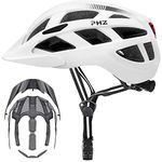 PHZ Adult Bike Helmet with Rechargeable Led Back Light/Detachable Visor Ideal for Road Ride Mountain Bike Bicycle for Men and Women