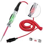 Dual Color LED Bulb Automotive Circuit Tester, 6-24V Test Light with 135 Inch PU Extended Spring Wire, Sharp Stainless Steel Probe Vehicle Circuits Low DC Voltage Auto Light Tester