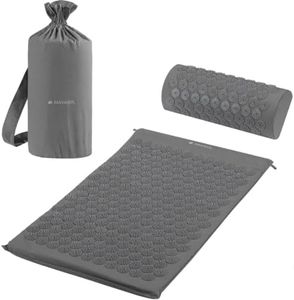 Navaris Set per Agopressione Tappetino e Cuscino - 1x Tappeto Svedese Chiodato con Borsa - Materassino e Cuscinetto Shakti Yantra Mat - Antracite