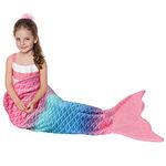 Catalonia Classy Mermaid Tail Blanket, Soft Warm Plush Fleece Sleeping Bag Snuggle Blanket for Teens 155 x 48 cm (61" x 19") Rainbow Ombre, Fish Scale Pattern