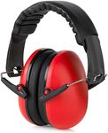 Hearing Protection and Noise Reduction Earmuffs - Lightweight, Adjustable and Foldable NRR 20dB Safety Ear Protection for Shooting - Heavy Machinery Work and Hunting Fits Adults and Kids, Red