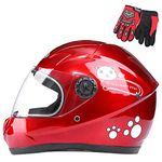 Kids Helmets,Children 5-8 Years Old Four-Wheel Drive Motorcycle Helmet,D.O.T/ECE Certification, Cute Children's Helmet,Red