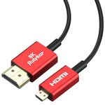 Rulykar Short Thin 8K Micro HDMI to HDMI 1.5FT/0.5M, Ultra High Speed 48Gbps, Cord Φ2.5mm, 8K@60Hz, 4K@120Hz,Compatible with Hero 7 6 5 A6000 A6300 Camera B500 3 Pro Raspberry Pi 4