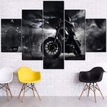 TUMOVO Canvas Wall Art High Power Black Motorcycle Pictures Man Rider Paintings HD Prints Multi Panel Contemporary Artwork Giclee House Decorations Wooden Framed Stretched Ready to Hang(60''Wx40''H)