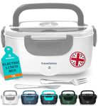 TRAVELISIMO Heated Lunch Box 100W Electric Lunch Box Food Heater 1.5L Self Heating Lunchbox for Travel & Office, 12V/24V/230V Heated Lunch Boxes for Adults Stainless Steel Car Electric Lunchbox