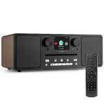 Audizio Naples DAB & Internet Radio with CD Player, Bluetooth 5.0, Wi-Fi, DAB+, USB & MicroSD Playback, Stereo System with Alarm Clock, 60W Wood Finish Digital HiFi