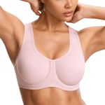 SYROKAN Women's Max Control Solid High Impact Plus Size Underwire Sports Bra for Large Breasts Rhodonite Pink 34G