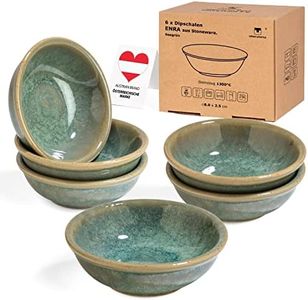 Urban Trading, 6 tazones para salsa "Enra", hechos a mano en cerámica fina (verde mar). Tazones de sushi, tazones de especias, tazones de salsa, cuencos aperitivos, aperitivos menaje, bol salsa