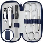 marQus Manicure Set Solingen Made in Germany - 7 piece stainless steel exclusive finger & toe nail clippers set in real leather case, made in Solingen Germany* (except for clippers)