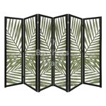 KK Brothers Mart Wooden Room Partition for Living Room | Wooden Screen Separator | Wooden Hall Partition Furniture for | Bedroom | Office | Restaurant (6 Panel - Jungle Design - Green & Black)