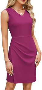 GRACE KARIN Women V Neck A-Line Sleeveless Bodycon Midi Elegant Vintage Dress Party Cocktail, Violet, S