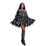 Spooktacular Creations Spider Web Dress Poncho Costumes w/Glow Effect and Crown for Women Halloween Party (X-Large)