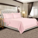 Pizuna100% CottonBedsheet Super King Size, 400 Thread Count Long Staple Combed Cotton Super King Size Bedsheets 108x108 Inch with 2 Pillow Covers, Light Pink Bedsheet for Super King Size Bed