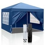 Bonnlo Pop Up Gazebo 3x3m Gazebo with Sides Easy One Person Setup Instant Outdoor Canopy Folding Garden Gazebo Party Tent (Blue)