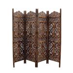 SHAHAZ CRAFTS® Wooden Room Partition/Screen/Room Divider/Room Separator Traditional Handicrafts (4 Panel)