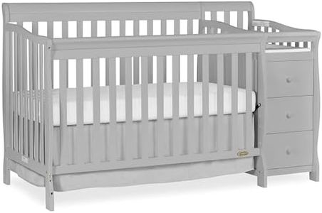 Dream On Me 5 In 1 Brody Convertible Crib With Changer In Pebble Grey, Greenguard Gold Certified, Comes With 1" Changing Pad, Non-Toxic Finish, Made Of Durable Pinewood