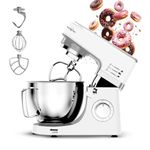 INALSA Stand Mixer 1200W|Pure Copper Motor|5.3L SS Bowl With Splash Guard|Metal Gears for Extra Durability|Accessories Included|Dishwasher Safe|Baking,Cake Mixer,Kneading-Kratos Plus (White)