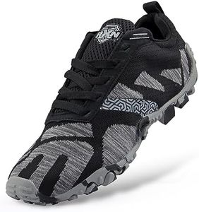 RXN Mens Cross Trainer Barefoot & Minimalist Shoe Zero Drop Sole Training Shoes Grey,Black, Size_8