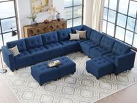 Belffin Oversized Modular Sectional Sofa Couch Set with Storage Ottomans U Shaped Sectional Sofa Couch with Reversible Chaise Blue