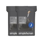 simplehuman Code J 40 Odorsorb Liners, 50% Recycled Custom Fit Odour Absorbing Bin Liners in Dispenser Packs with Durable Drawstring Tie Handle, 30-45L