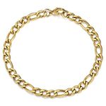 Trendsmax 5mm Figaro Link Chain Bracelet Gold Plated Stainless Steel Figaro Bracelet for Men Women 9inch