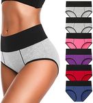 Eiggam Underwear for Women, Women's High Waist Cotton Underwear Soft Breathable Panties Stretch Briefs,Tummy Control Underwear, X-Large, 6-Pack