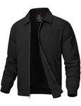 Rdruko Men's Casual Lapel Jacket Lightweight Outdoor Windbreaker Jacket Smart Spring Autumn Jackets for Sport Work Walking Hiking Golf Black L