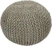 Surya BRPF-003 100-Percent Jute Pouf, 20-Inch by 20-Inch by 14-Inch, Light Gray