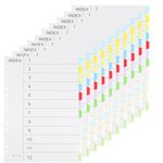 File Dividers A4, 10 Pack 12 Part Folder Dividers Coloured Multi Hole Punched A4 Dividers Tabbed Index Divider for Lever Arch Files Ring Binders Office School Index Dividers