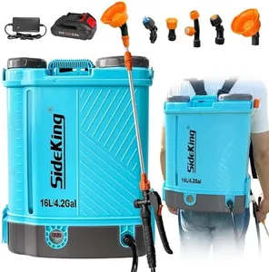 SideKing Battery Powered Backpack Sprayer 4 Gallon, 0-100 PSI Adjustable Pressure Sprayer Compatible with Makita 18V Battery, Electric Sprayer with Wand, 5 Nozzles, 2.6Ah Battery&Charger Included