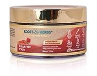 ROOTS AND HERBS Face Scrub Indian Rose & Red Sandalwood Sugar Scrub - Facial Skin Exfoliator to stimulate Collagen - Exfoliating Body Scrub for Women & Men Organic Facial Cleanser Face Scrubs Products